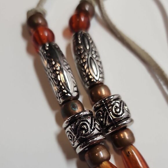 Bohemian Shell Pendant Necklace with Silver Accents - Picture 3 of 5